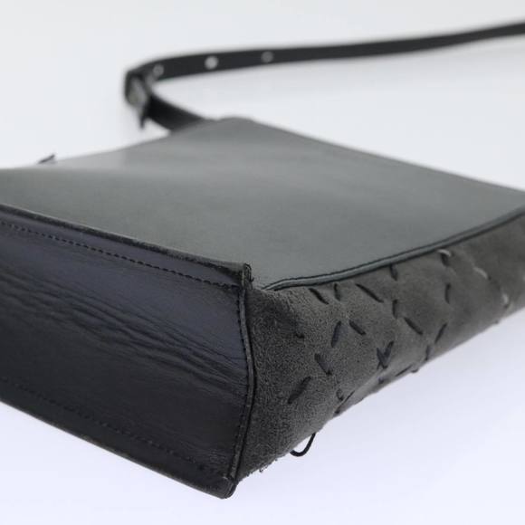 BURBERRY Shoulder Bag Leather Suede Black Auth bs7703 - Picture 9 of 16